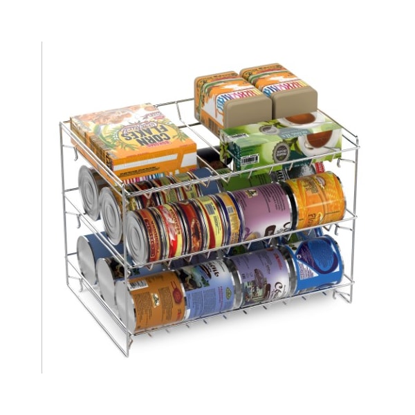 Hastings Home 3-tier Can Dispenser Organizer Rack Holds up to 27 Cans, for Kitchen, Countertops, Cabinets (Chrome) 414563SUS - main